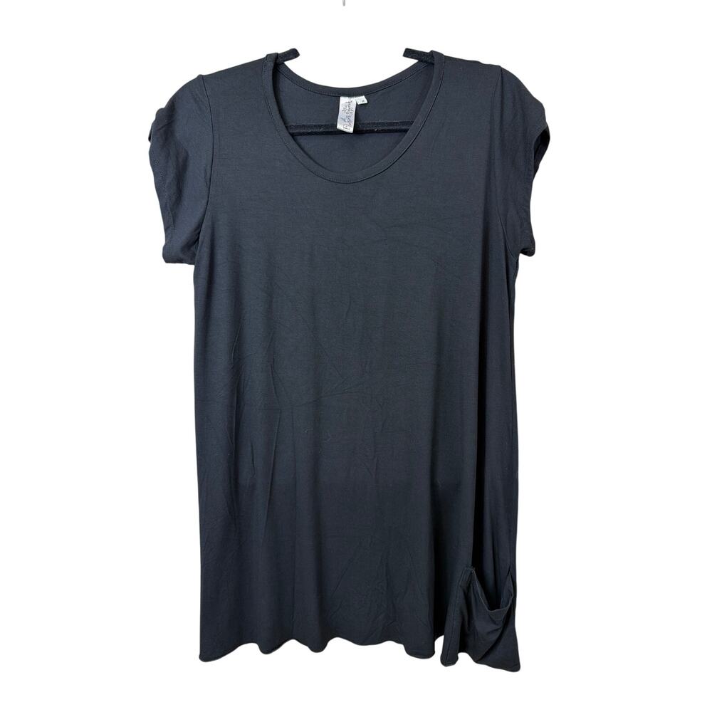 Flutter & Squeak Black Scoop Neck Short Sleeve Pocket Top Size M